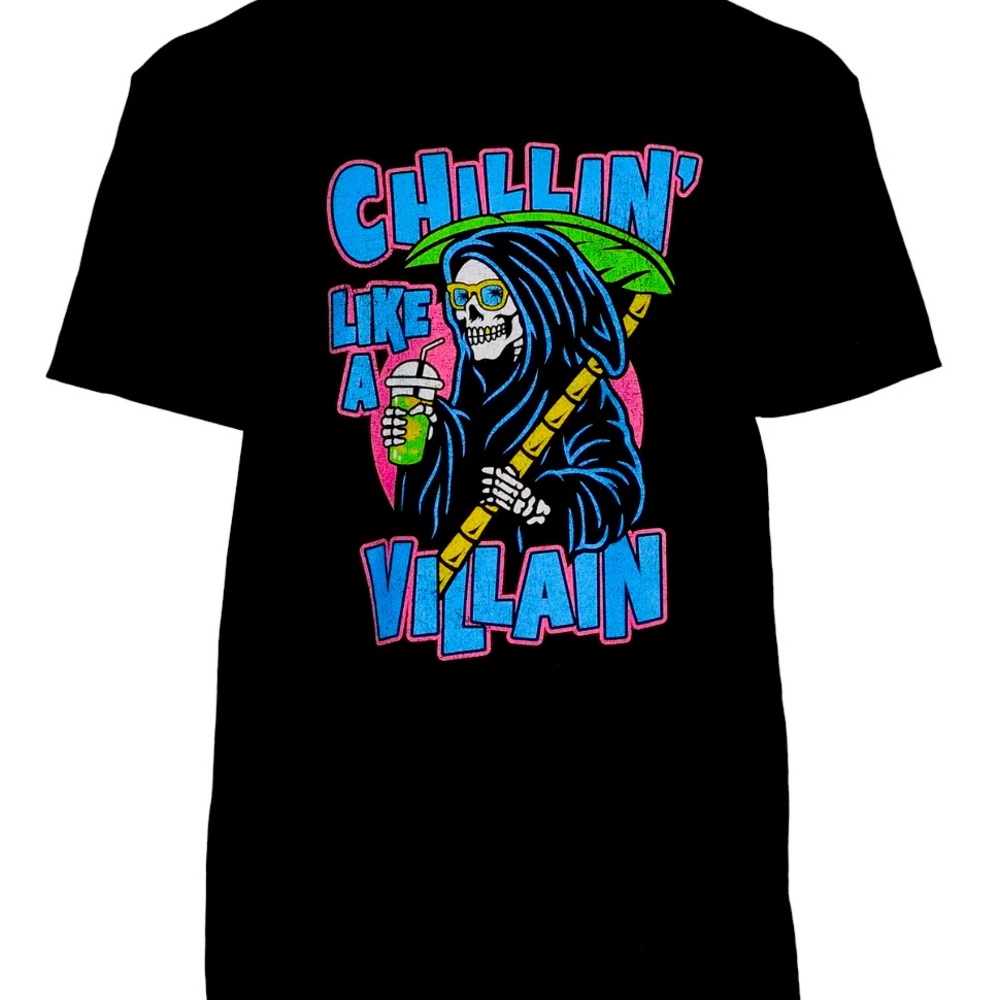 Chillin Reaper Men's Black Short Sleeve Graphic Tee